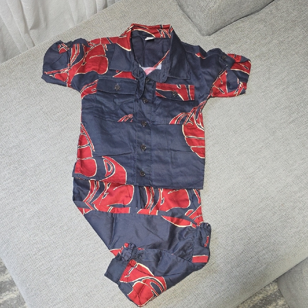 Banana Republic Kids Navy and Red Pajama Set